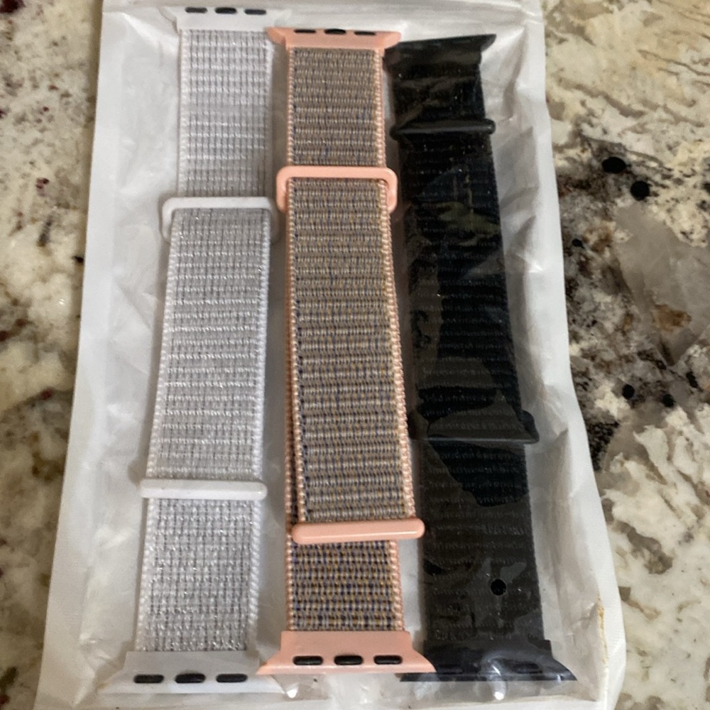 Set of Three Adjustable Apple Watch Bands. Woven nylon Sport.